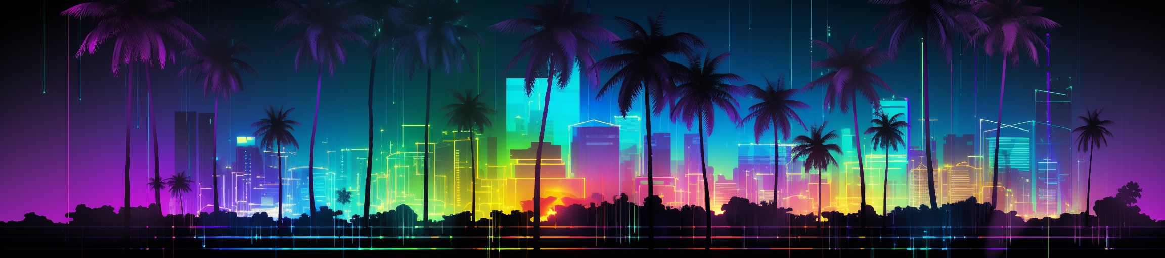 Banner image depicting a tropic digital city